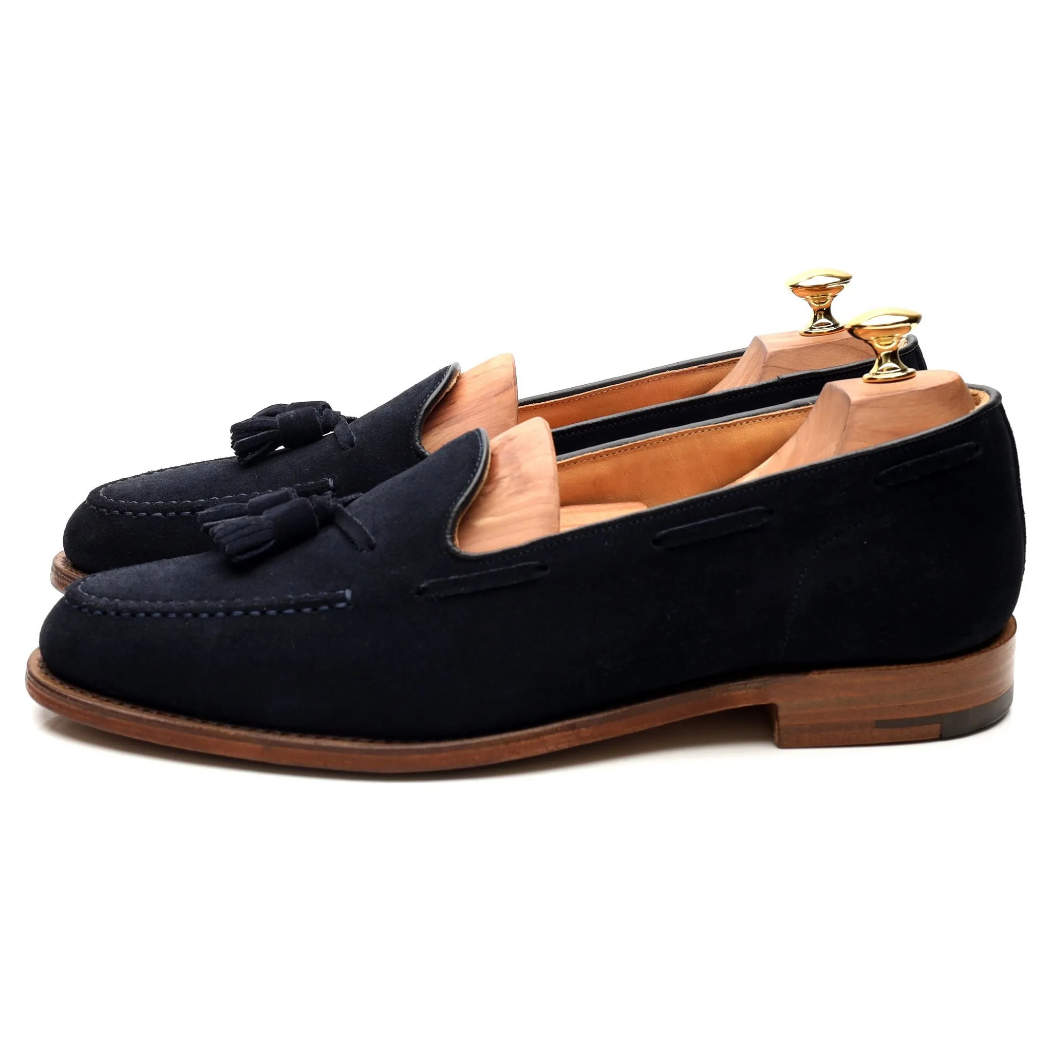 'Fosbury' Navy Blue Suede Tassel Loafers UK 10 F