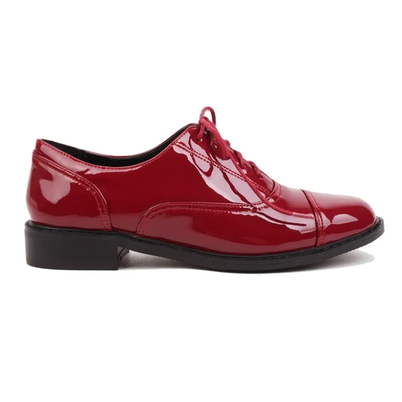 Frances Patent Leather Cap-Toe Oxford Shoes - 2 Colors