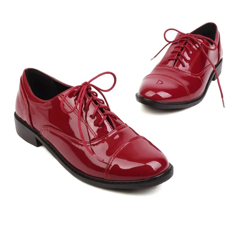 Frances Patent Leather Cap-Toe Oxford Shoes - 2 Colors