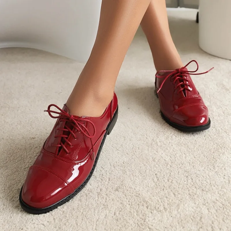 Frances Patent Leather Cap-Toe Oxford Shoes - 2 Colors