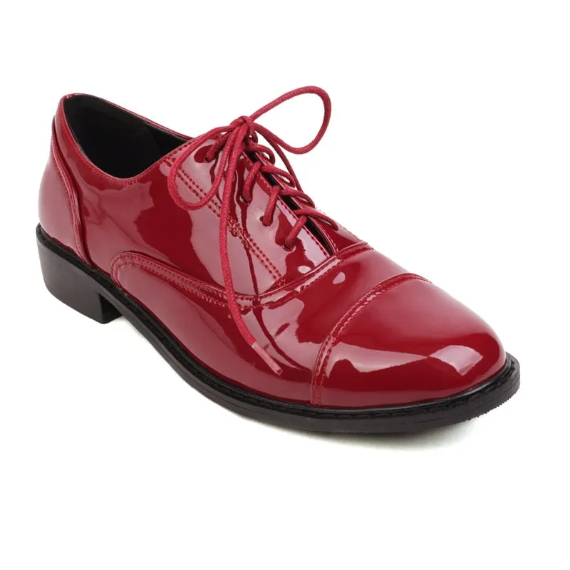 Frances Patent Leather Cap-Toe Oxford Shoes - 2 Colors