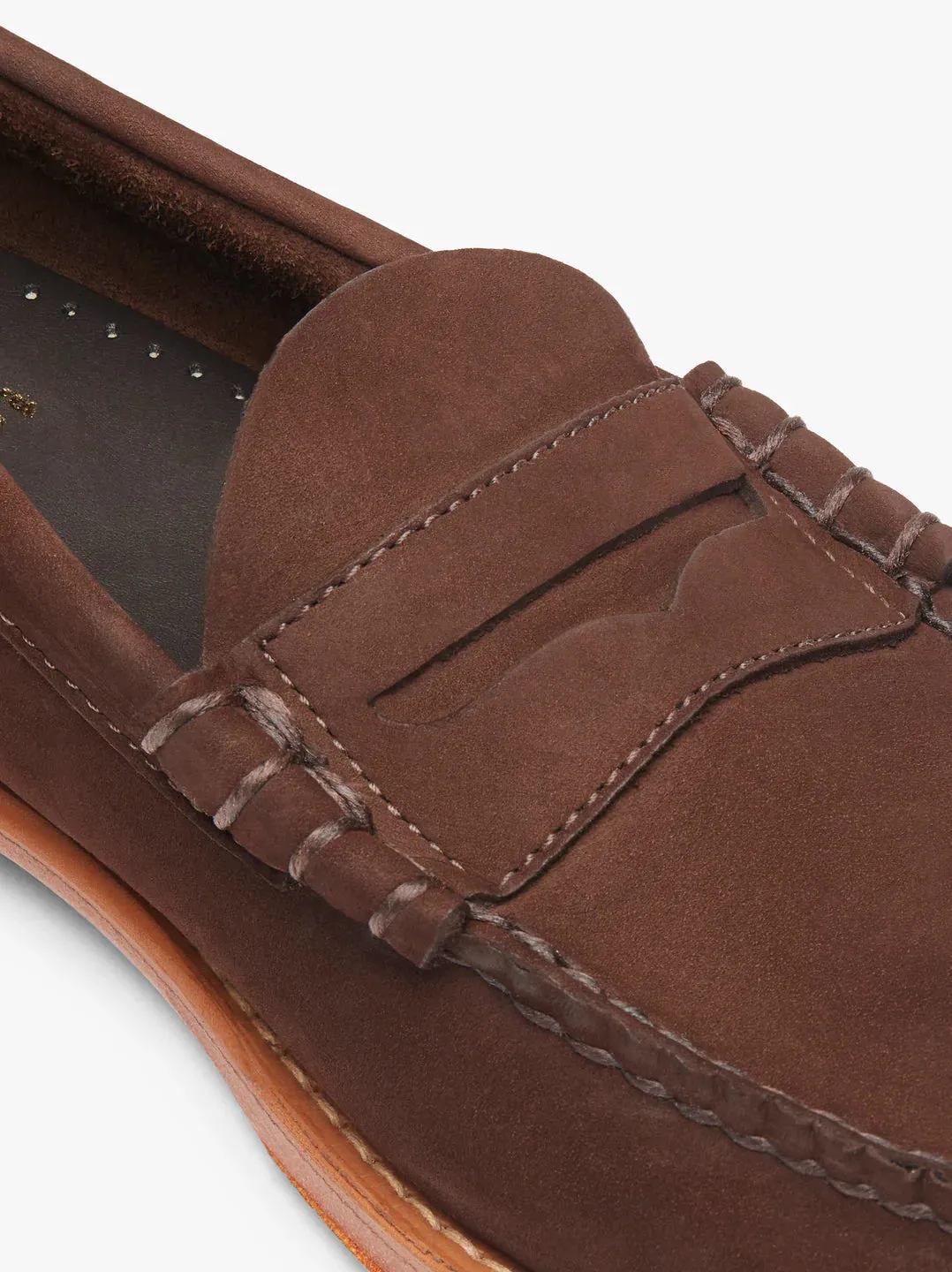 G.H Bass Heritage Larson Nubuck Penny Loafer: DARK BROWN