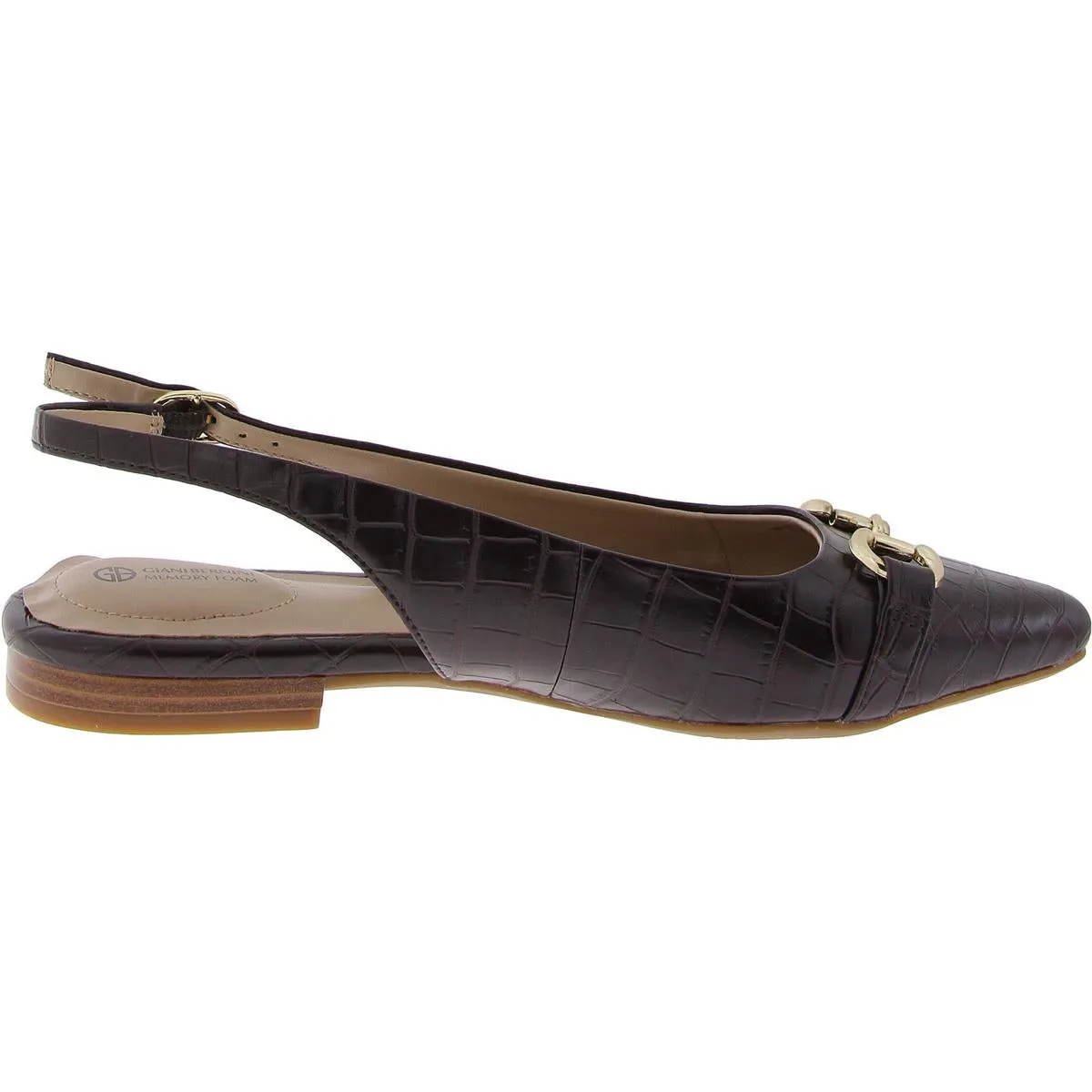 Giani Bernini Womens EMERSYNN Faux Leather Flat Slingbacks