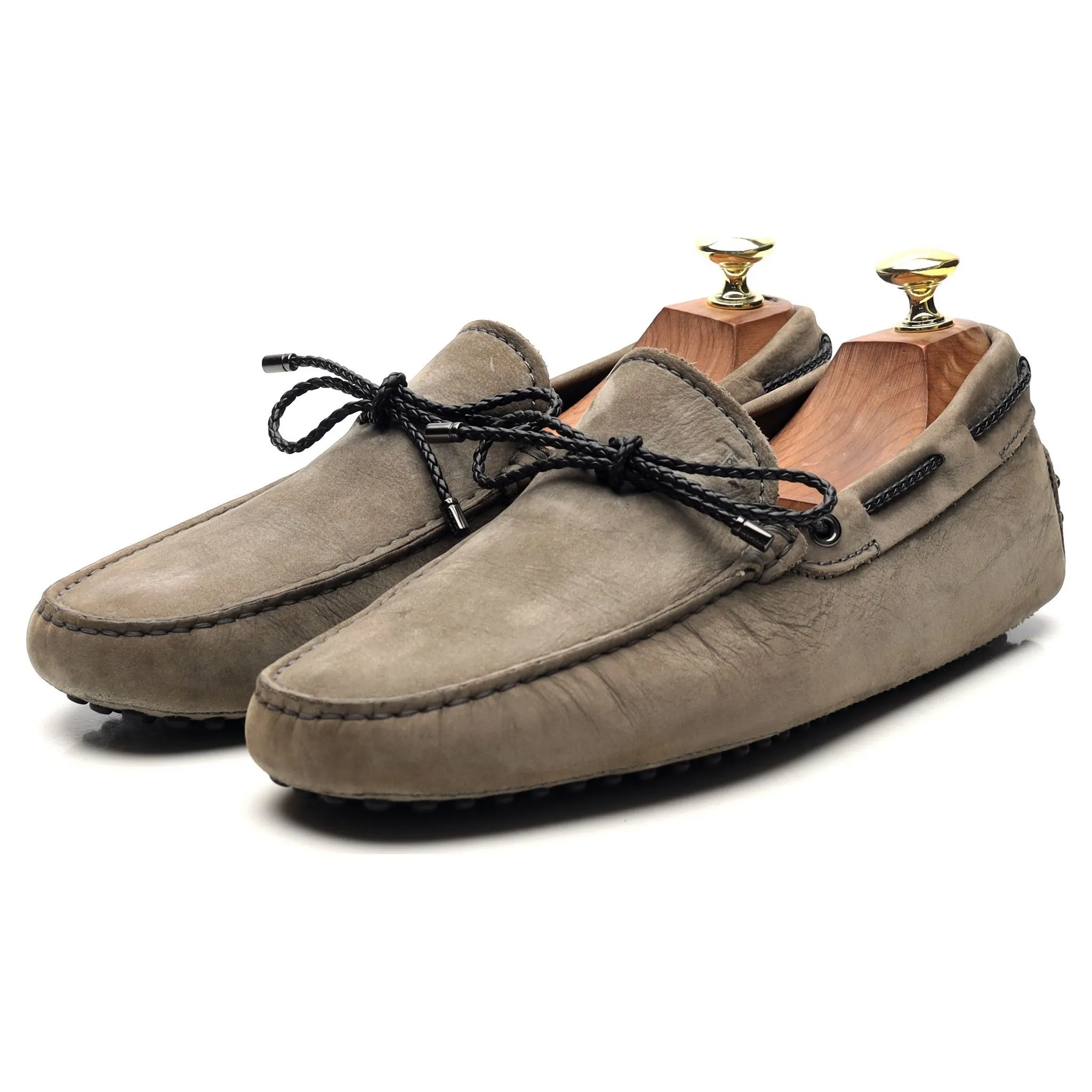 Grey Nubuck Leather Driving Loafers UK 7