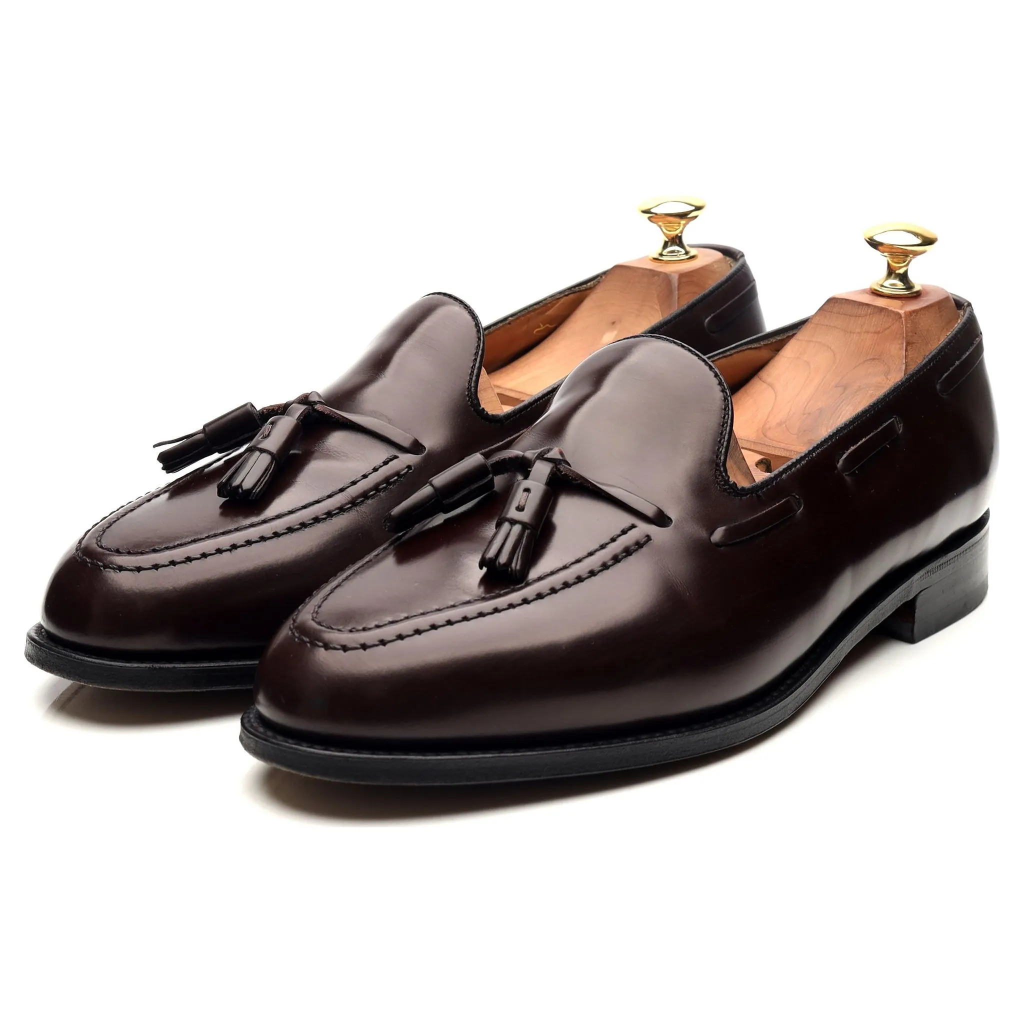 'Harrow' Burgundy Leather Tassel Loafers UK 9 EX