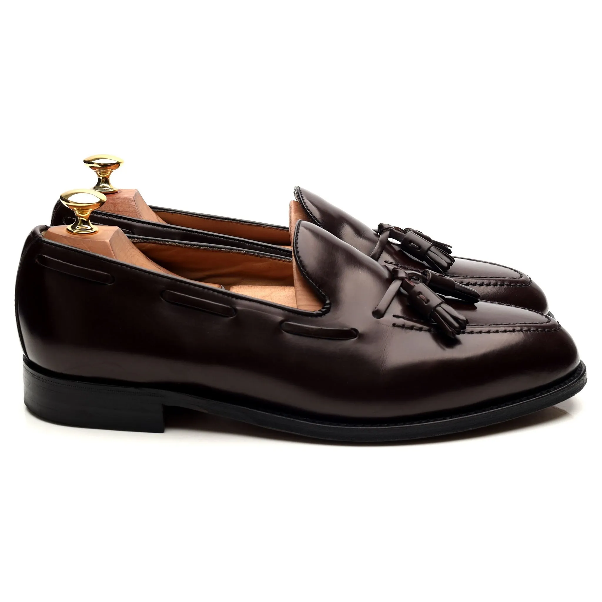 'Harrow' Burgundy Leather Tassel Loafers UK 9 EX