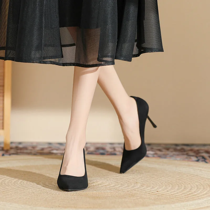 High-Quality Women's Pointed-Toe Black High Heels