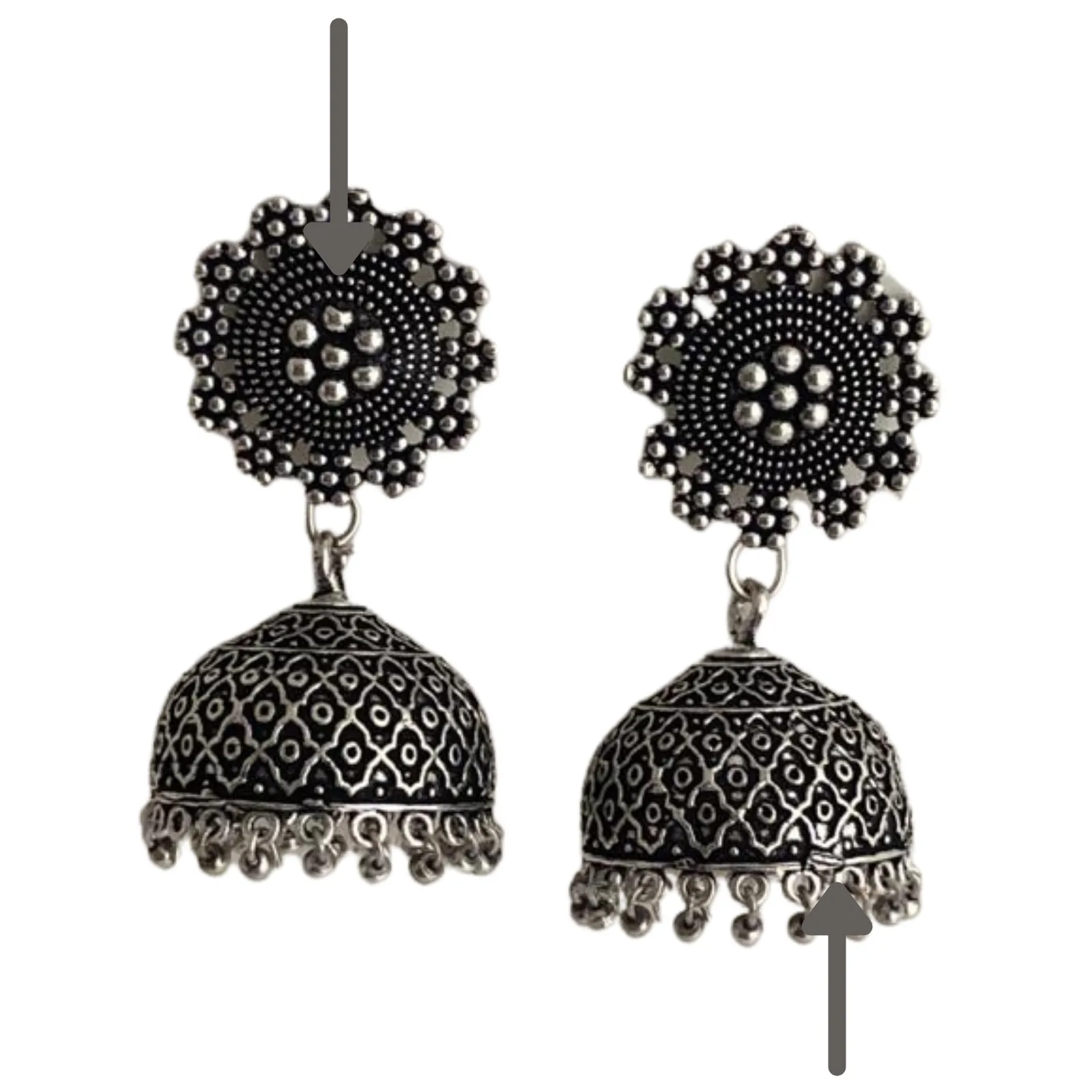 Ishani Silver Oxidized Jhumki - Scratch & Dent 1