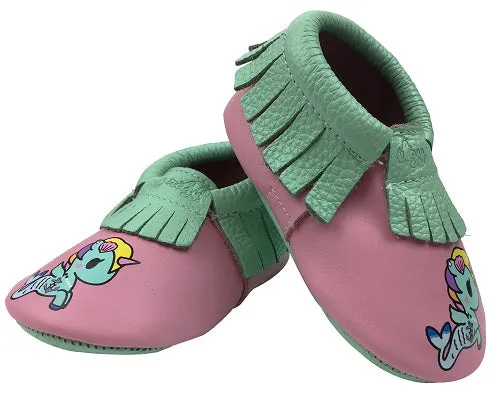 Itzy Ritzy Moc Happens Leather Baby Moccasins Sirena Tokidoki - Large (12-18months)