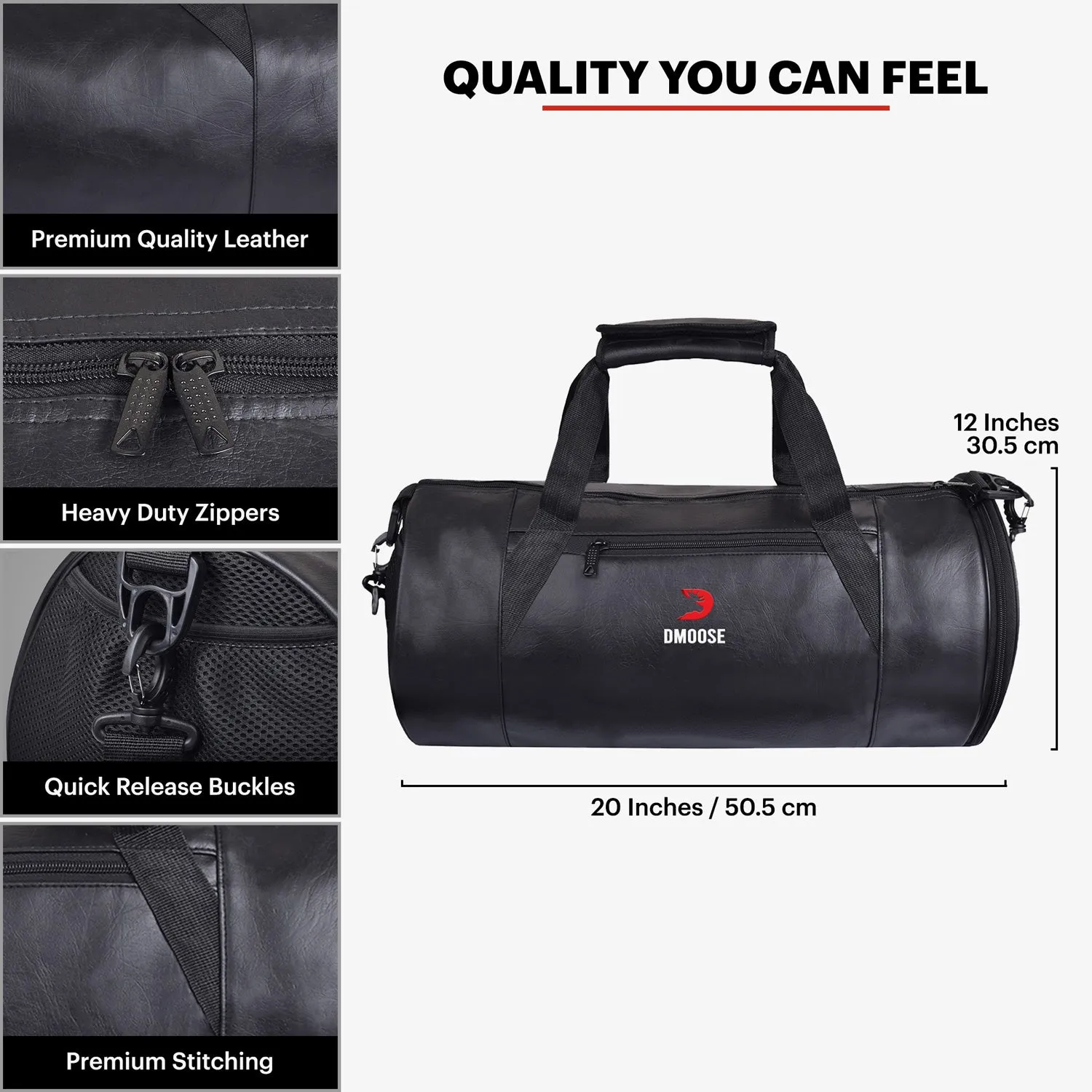 Leather Gym Bag with Shoe Compartment