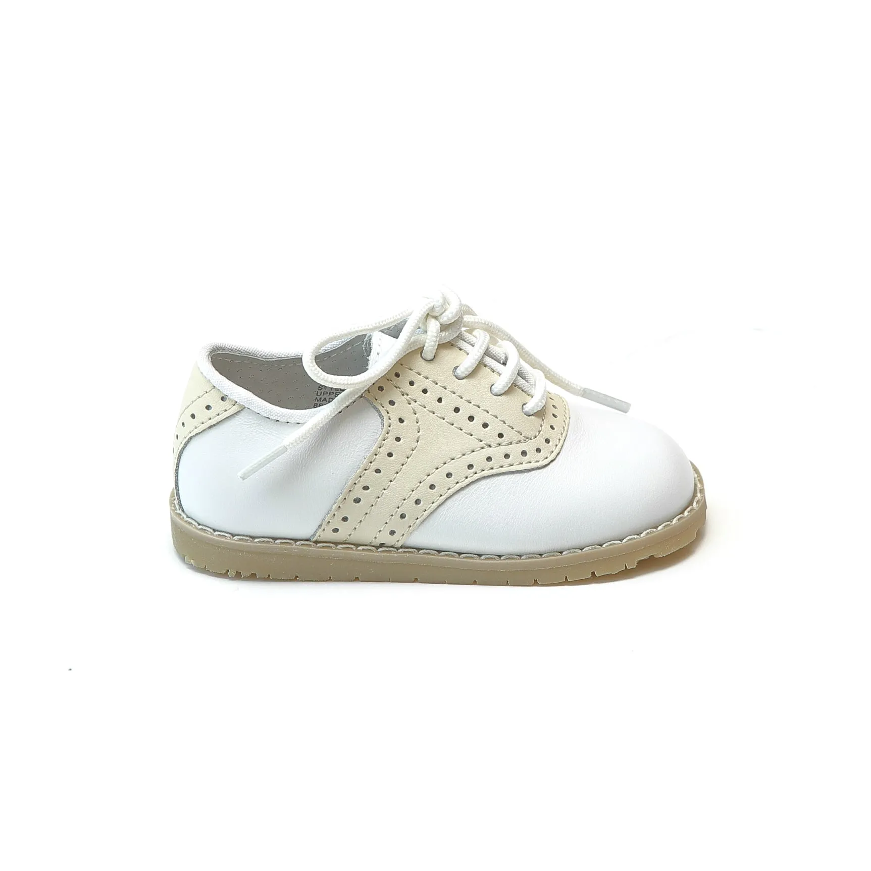 Luke  Beige Leather Two Tone Saddle Shoe