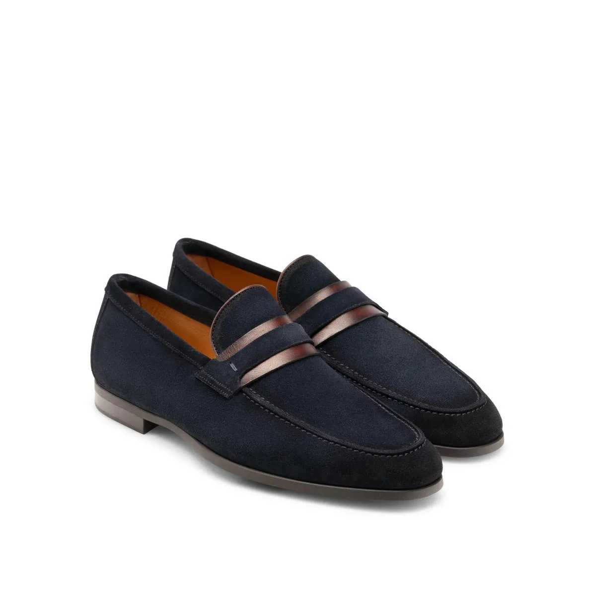 Magnanni 23822 Daniel Men's Shoes Navy Suede Leather Penny Loafers (MAGS1070)