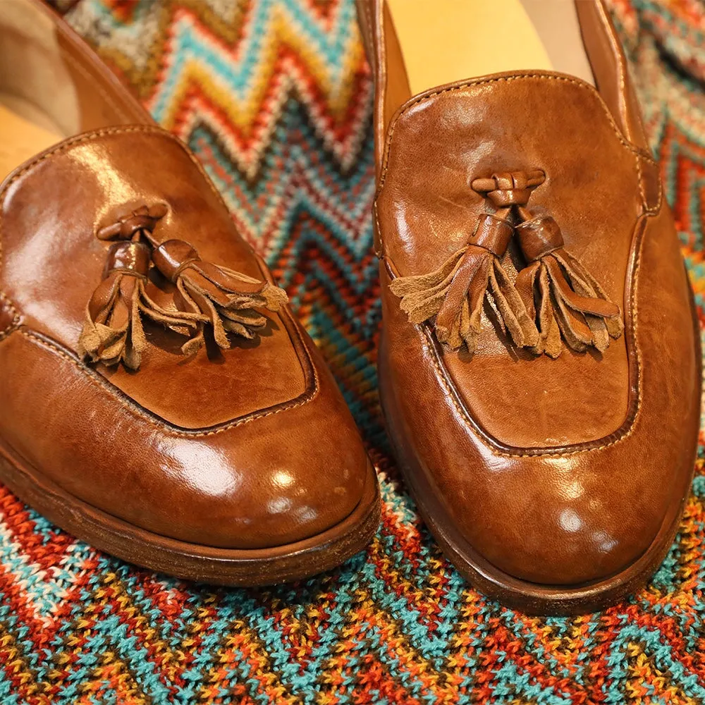 Mantova Series-Classic Loafer Shoes For Women Goodyear Horse Leather with Tassels in Brown