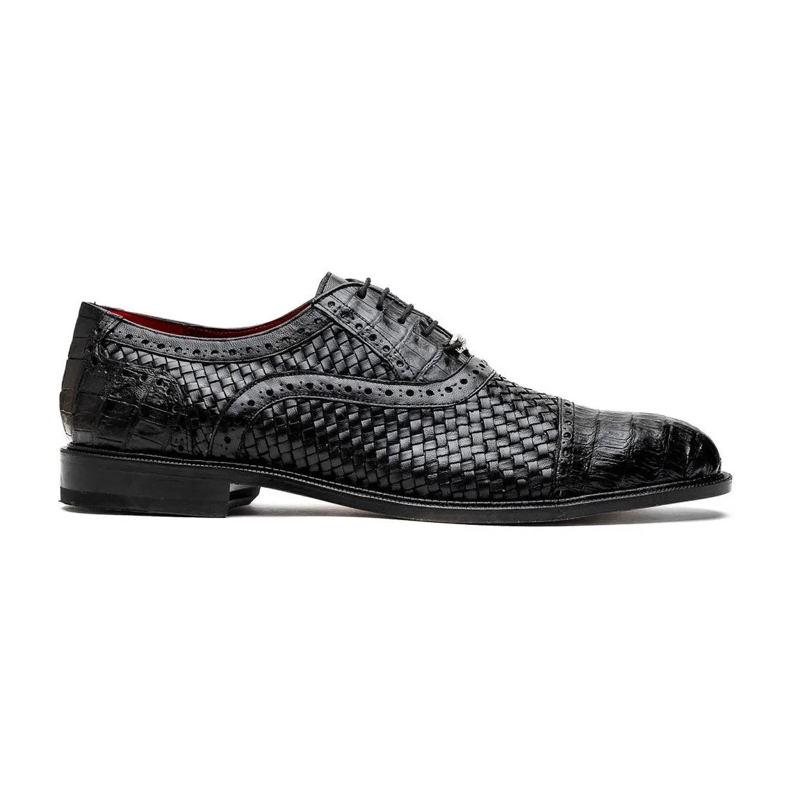 Marco Di Milano John Men's Shoes Exotic Caiman Crocodile / Woven Leather Dress Oxfords (MDM1178)