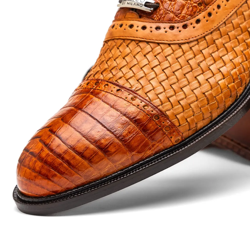 Marco Di Milano John Men's Shoes Exotic Caiman Crocodile / Woven Leather Dress Oxfords (MDM1178)