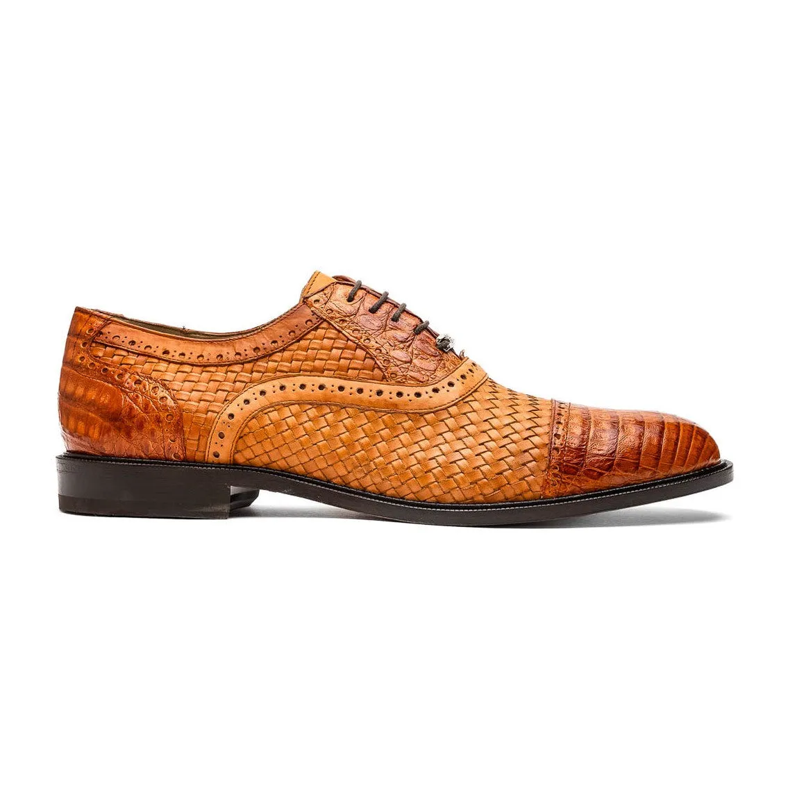 Marco Di Milano John Men's Shoes Exotic Caiman Crocodile / Woven Leather Dress Oxfords (MDM1178)