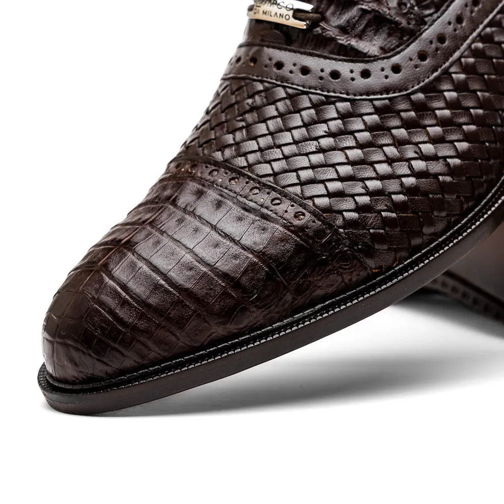 Marco Di Milano John Men's Shoes Exotic Caiman Crocodile / Woven Leather Dress Oxfords (MDM1178)