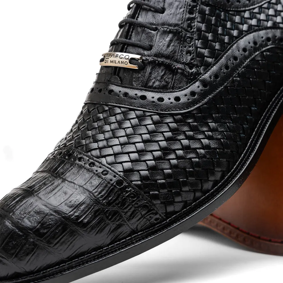 Marco Di Milano John Men's Shoes Exotic Caiman Crocodile / Woven Leather Dress Oxfords (MDM1178)