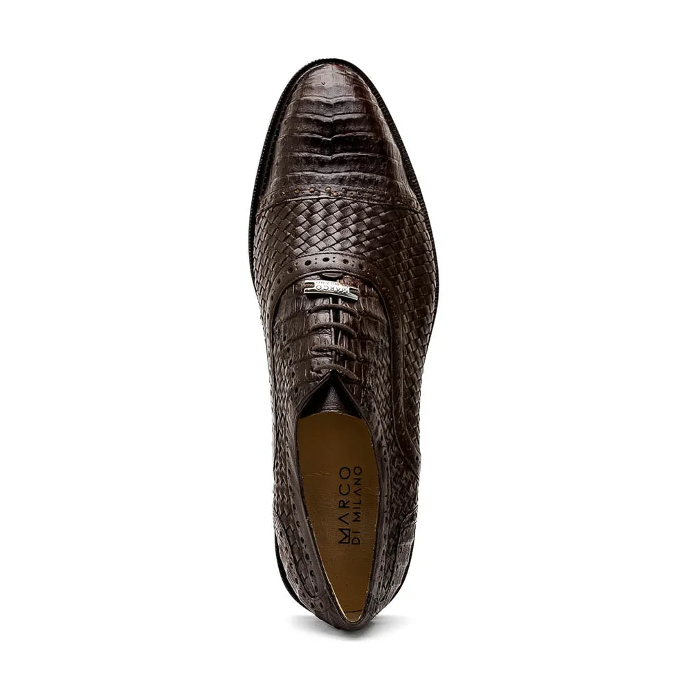 Marco Di Milano John Men's Shoes Exotic Caiman Crocodile / Woven Leather Dress Oxfords (MDM1178)