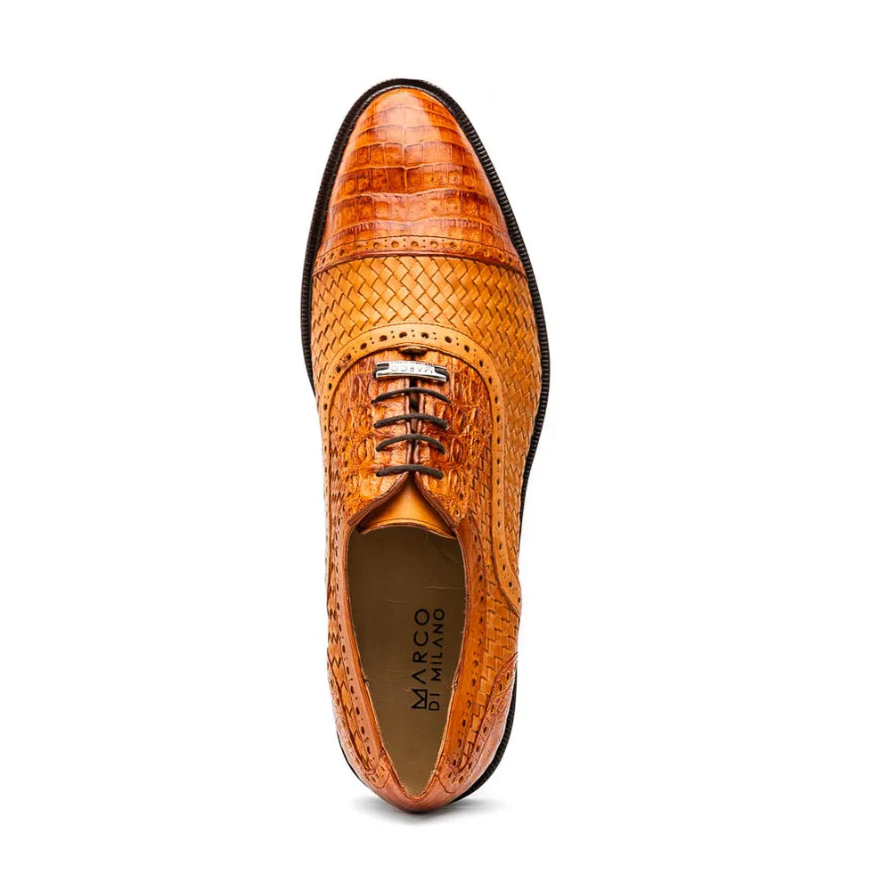 Marco Di Milano John Men's Shoes Exotic Caiman Crocodile / Woven Leather Dress Oxfords (MDM1178)