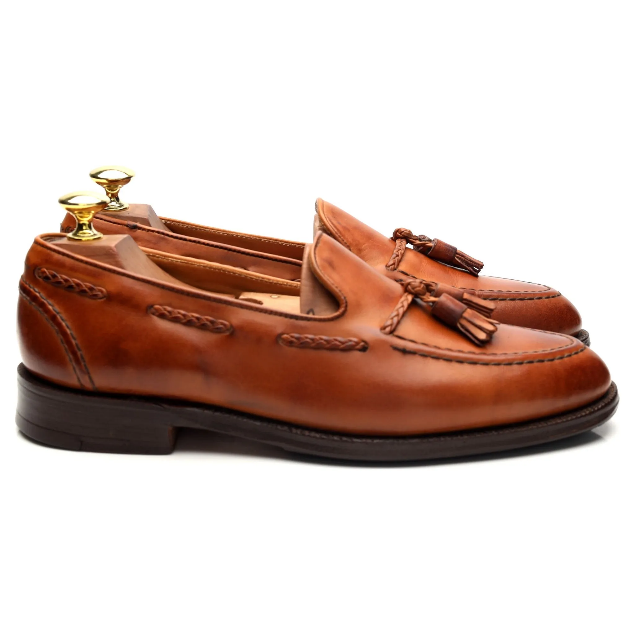 'Matisse' Tan Brown Leather Tassel Loafers UK 7 F