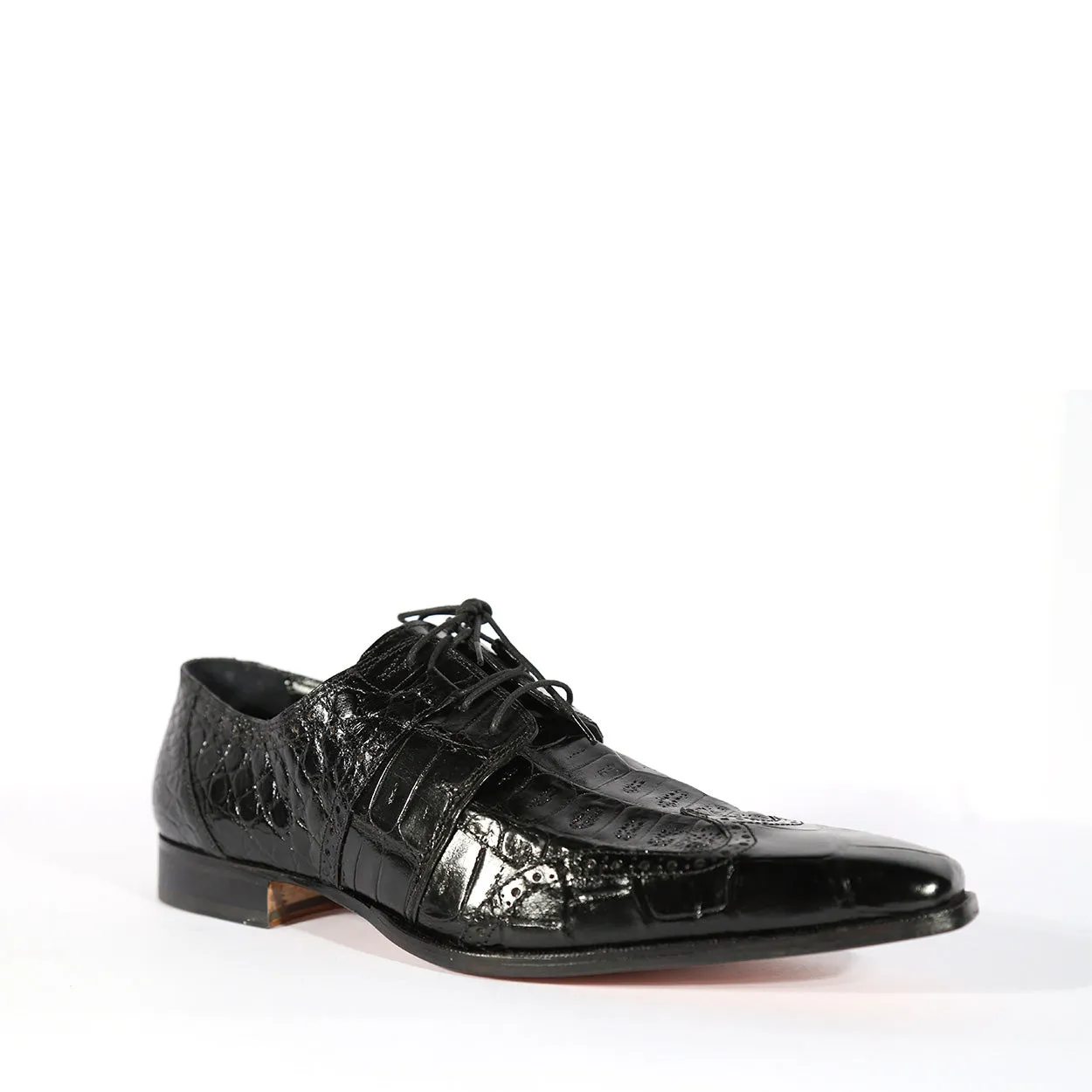 Mauri 1162 Men's Shoes Black Exotic Castello Alligator Derby Oxfords (MAS5509)