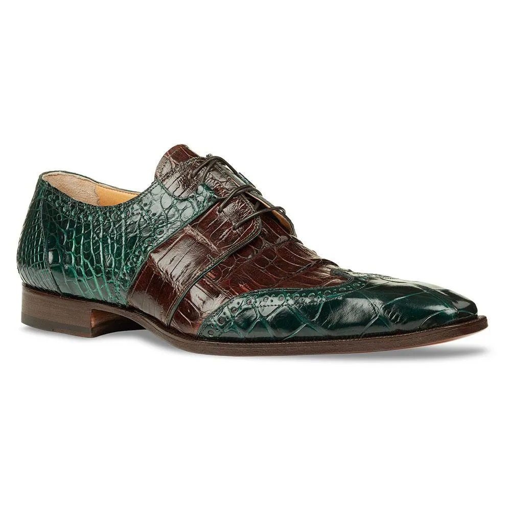 Mauri 53130 Men's Shoes Forest Green / Sport Rust Alligator Derby Oxfords (MA4002)