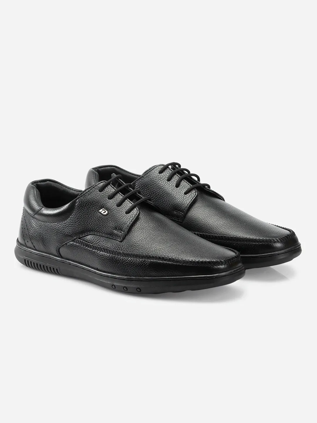 Men's Black Regular Moc Toe Lace Up Semi Formal (ID2150)