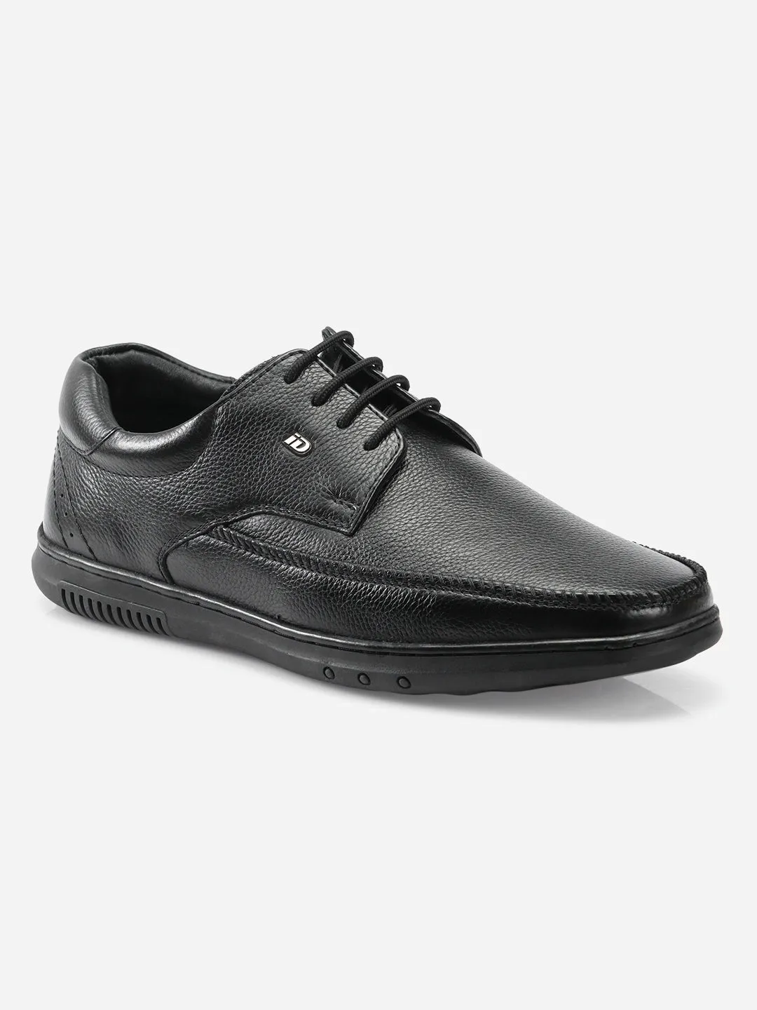 Men's Black Regular Moc Toe Lace Up Semi Formal (ID2150)