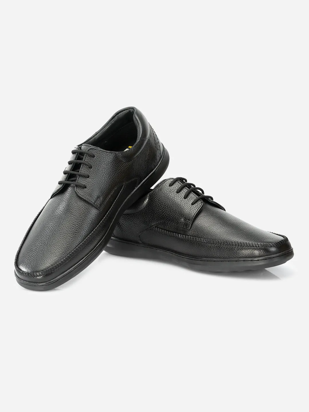 Men's Black Regular Moc Toe Lace Up Semi Formal (ID2150)