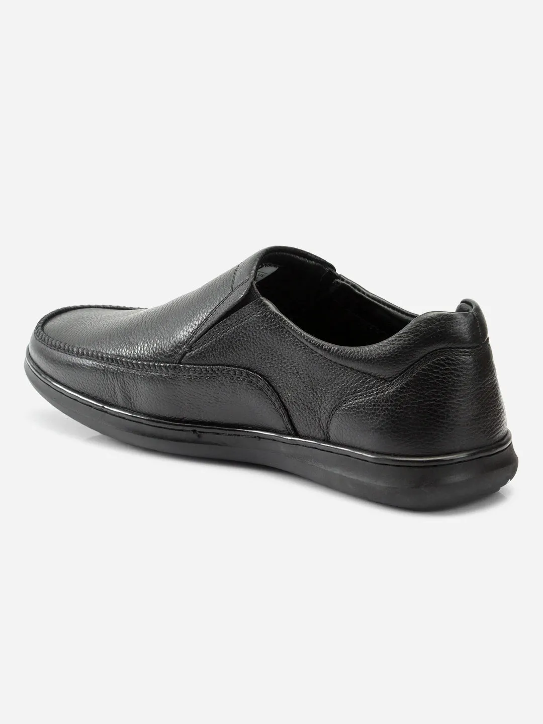 Men's Black Regular Moc Toe Slip On Semi Formal (ID2149)