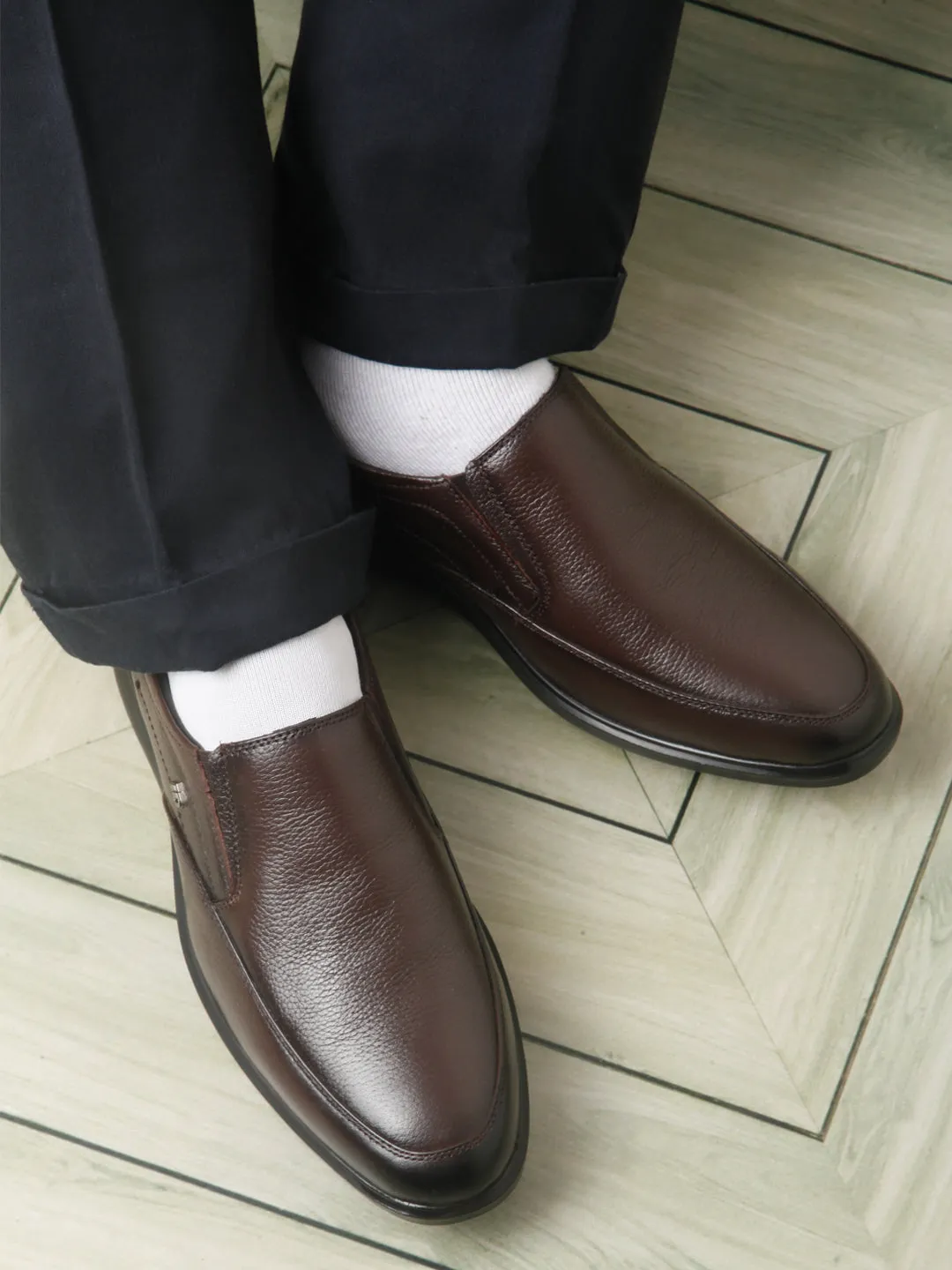 Men's Brown Round Toe Comfort Fit Semi Formal (ID2248)