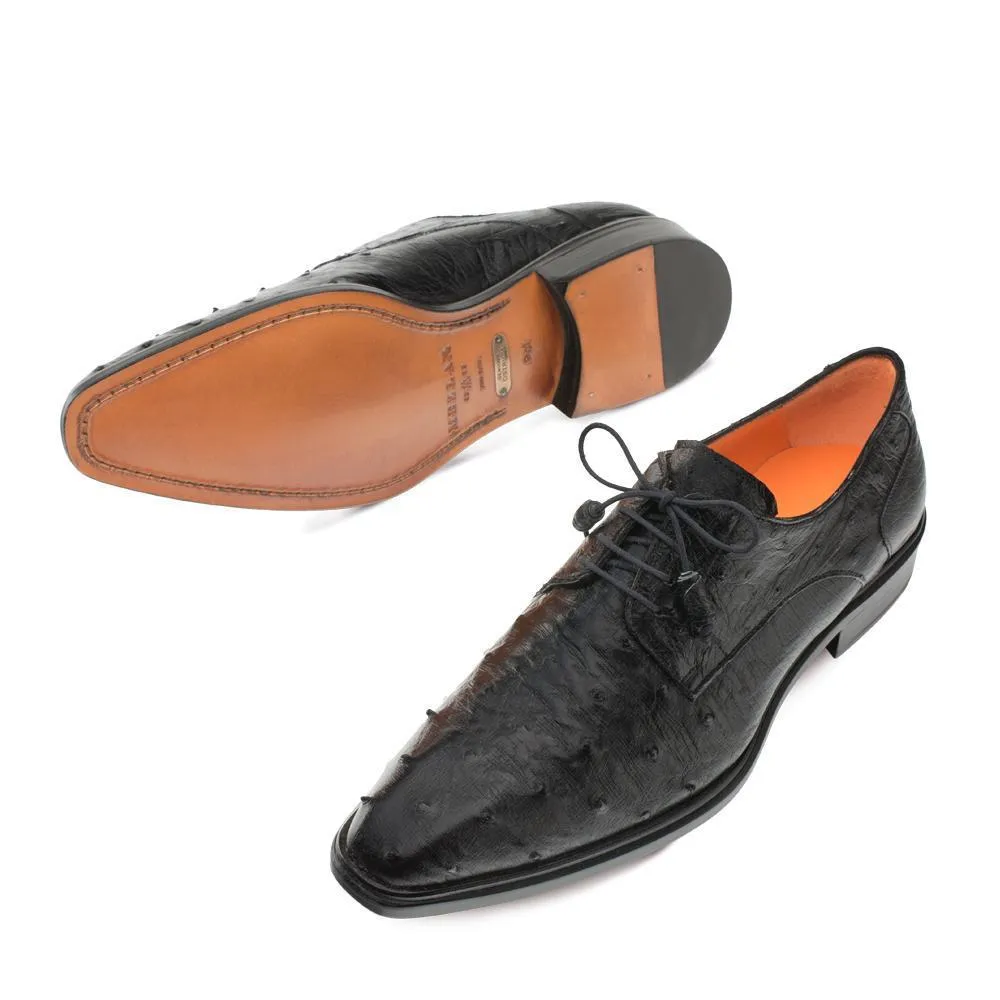 Mezlan 4531-S Ivo Men's Shoes Black Genuine Ostrich Derby Oxfords (MZS3315)