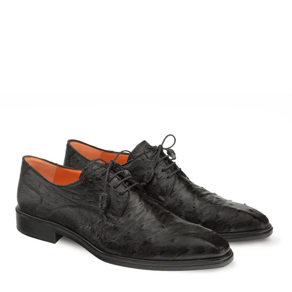 Mezlan 4531-S Ivo Men's Shoes Black Genuine Ostrich Derby Oxfords (MZS3315)