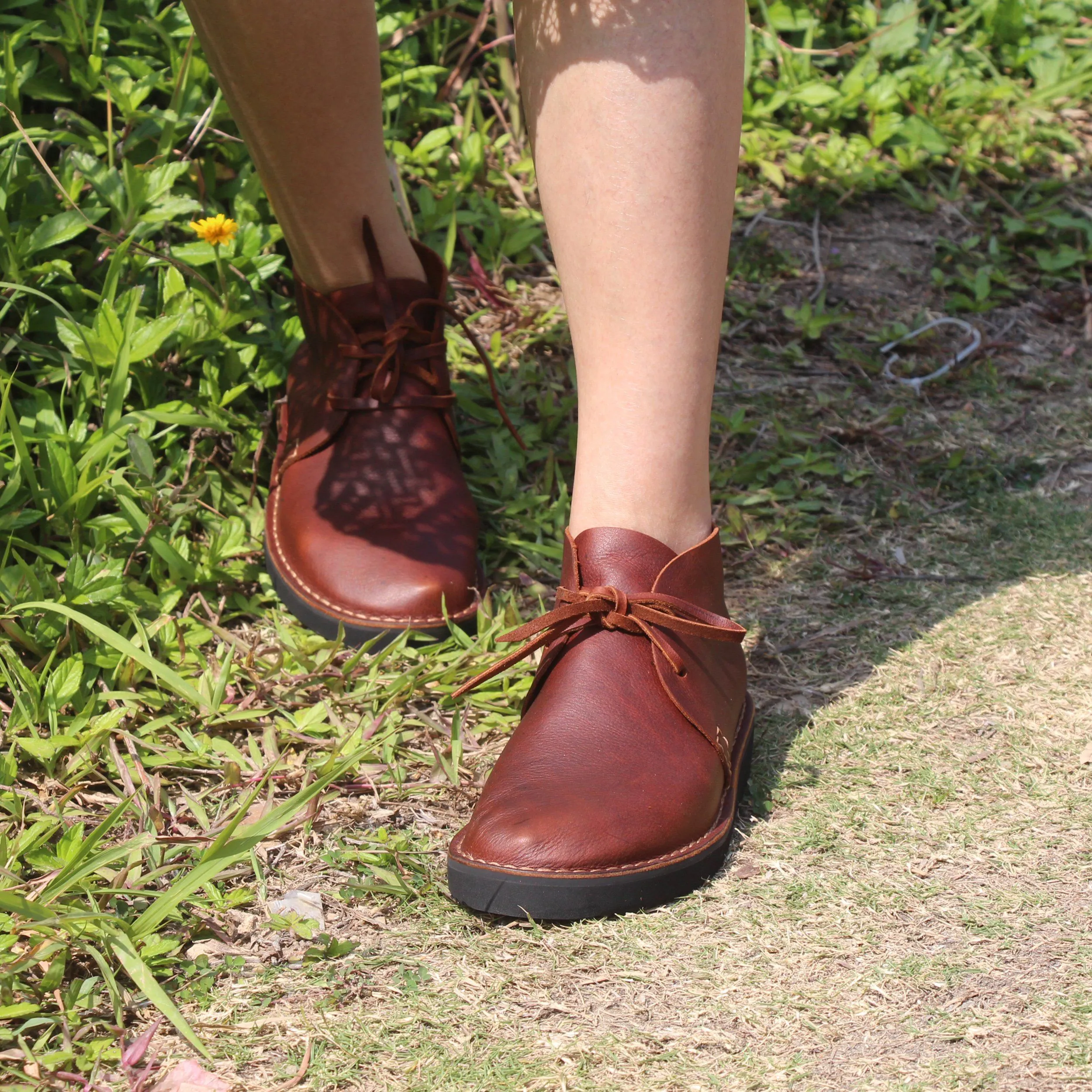 Middle English-Womens Handmade Full Grain Leather  Flats Ankle Boots- Black/Brown