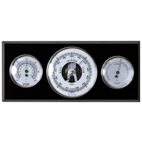 Modern Ebony & Chrome Weatherstation 3 in 1 - Hygrometer   Barometer   Thermometer