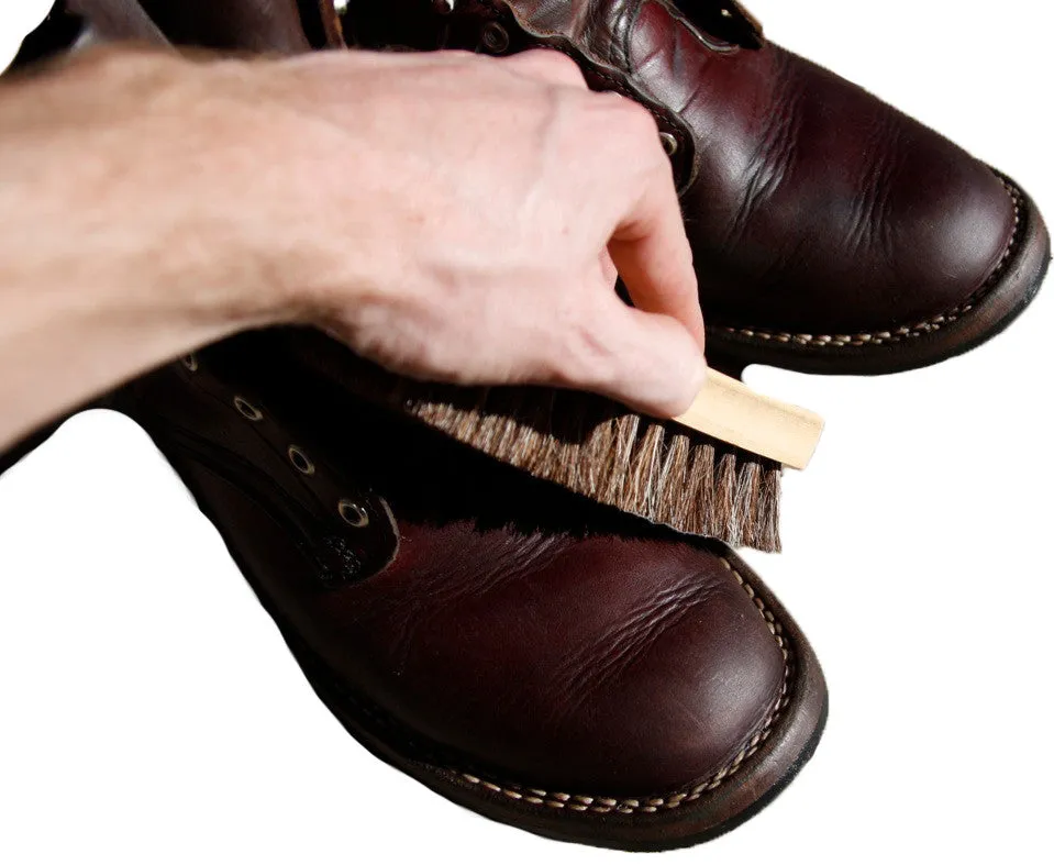 Mongolian Horsehair Shine Brush with Mahogany Wood Handle