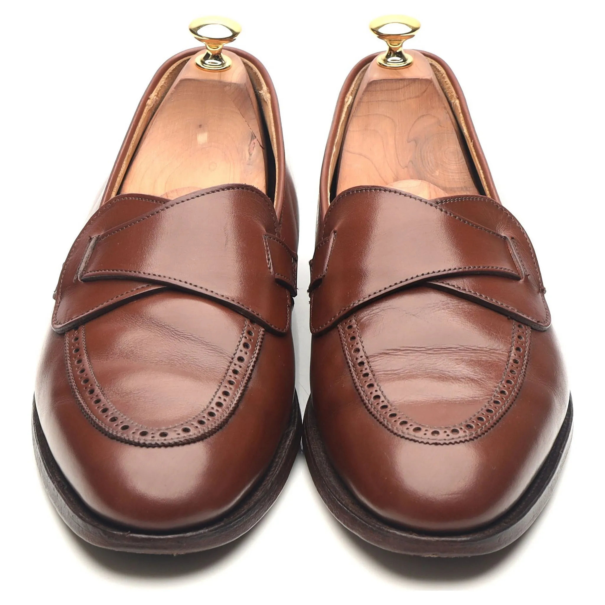 New & Lingwood Brown Leather Butterfly Loafers UK 9.5 E