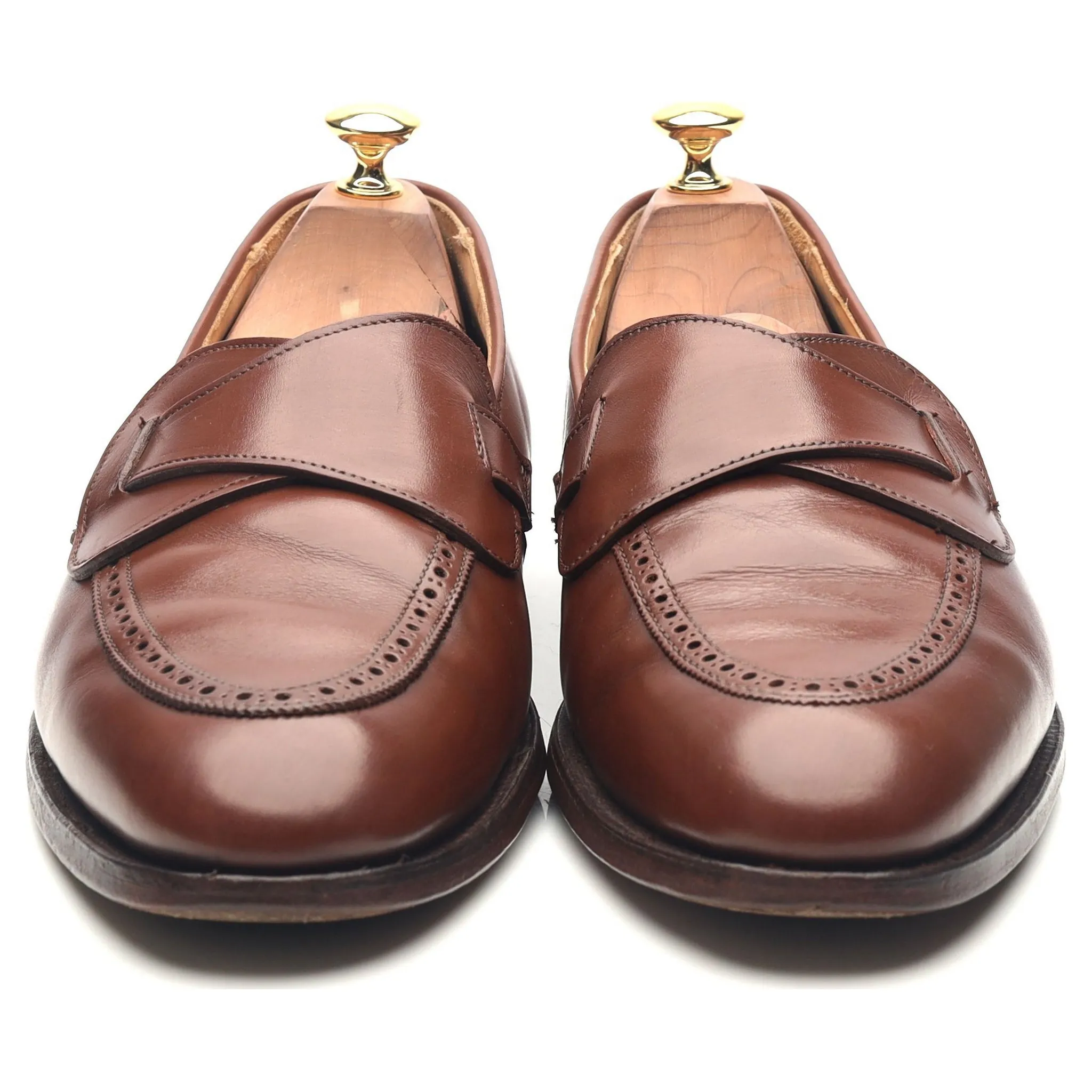 New & Lingwood Brown Leather Butterfly Loafers UK 9.5 E