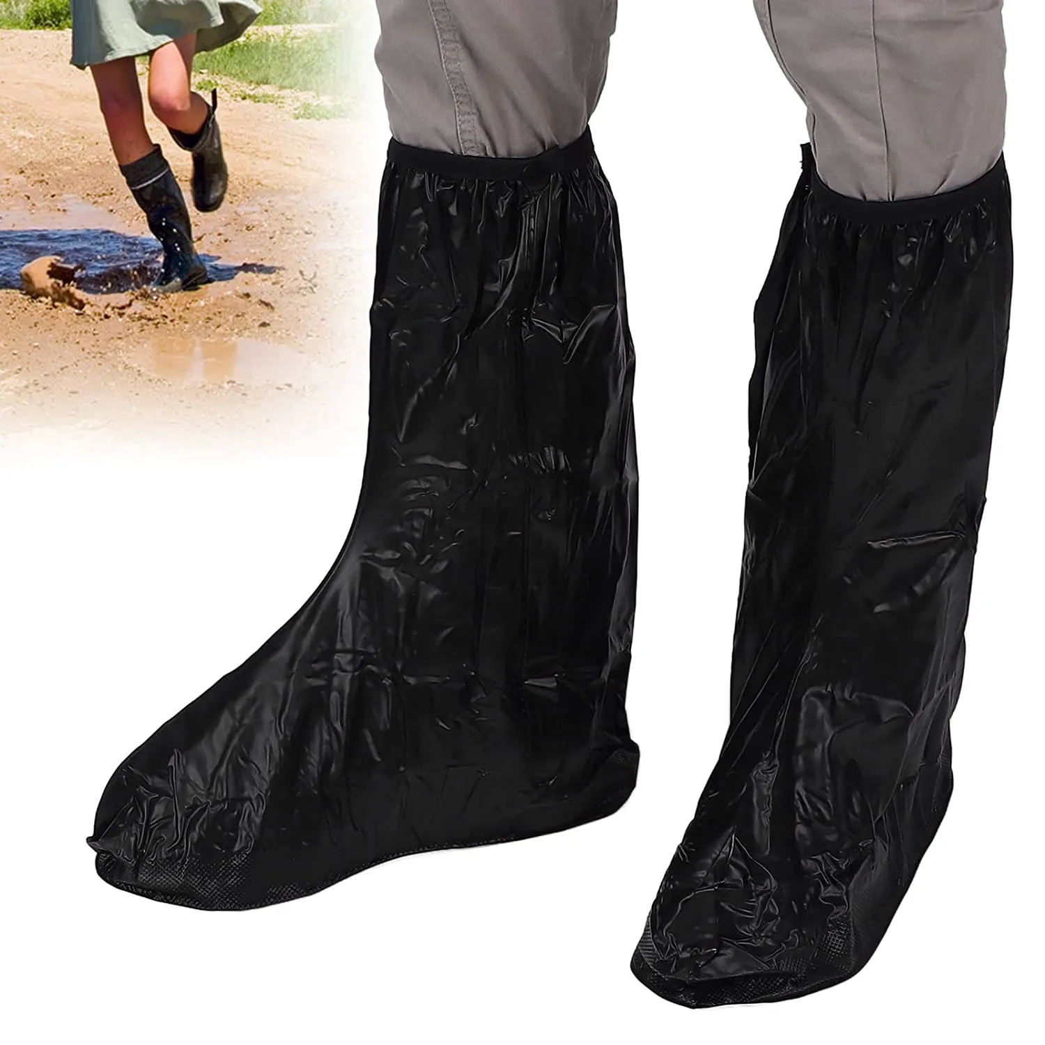 Non-Slip PVC Rainproof Shoe Covers with Zipper