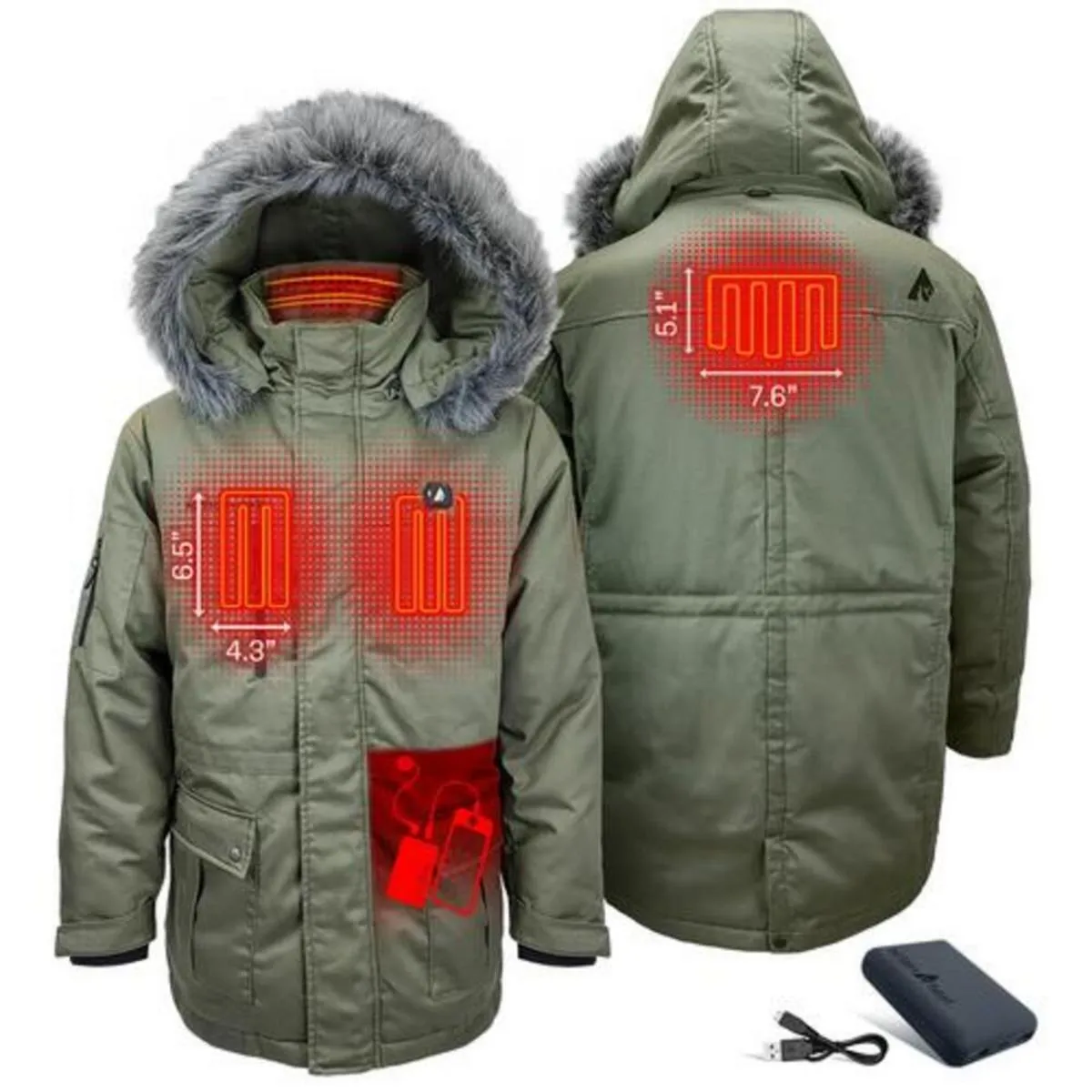 Open Box ActionHeat 5V Men's Battery Heated Parka Jacket