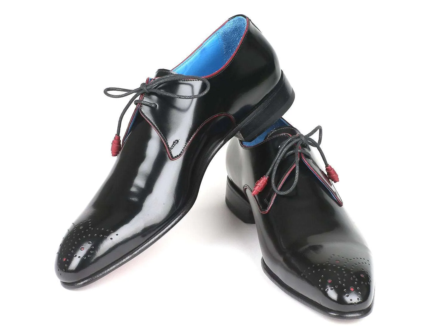 Paul Parkman Black Medallion Toe Derby Shoes