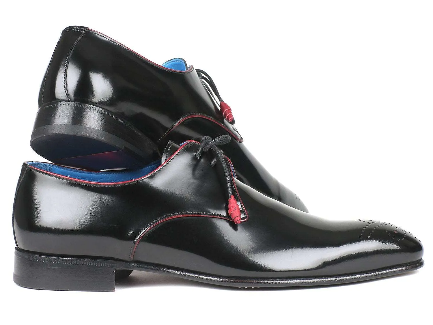 Paul Parkman Black Medallion Toe Derby Shoes