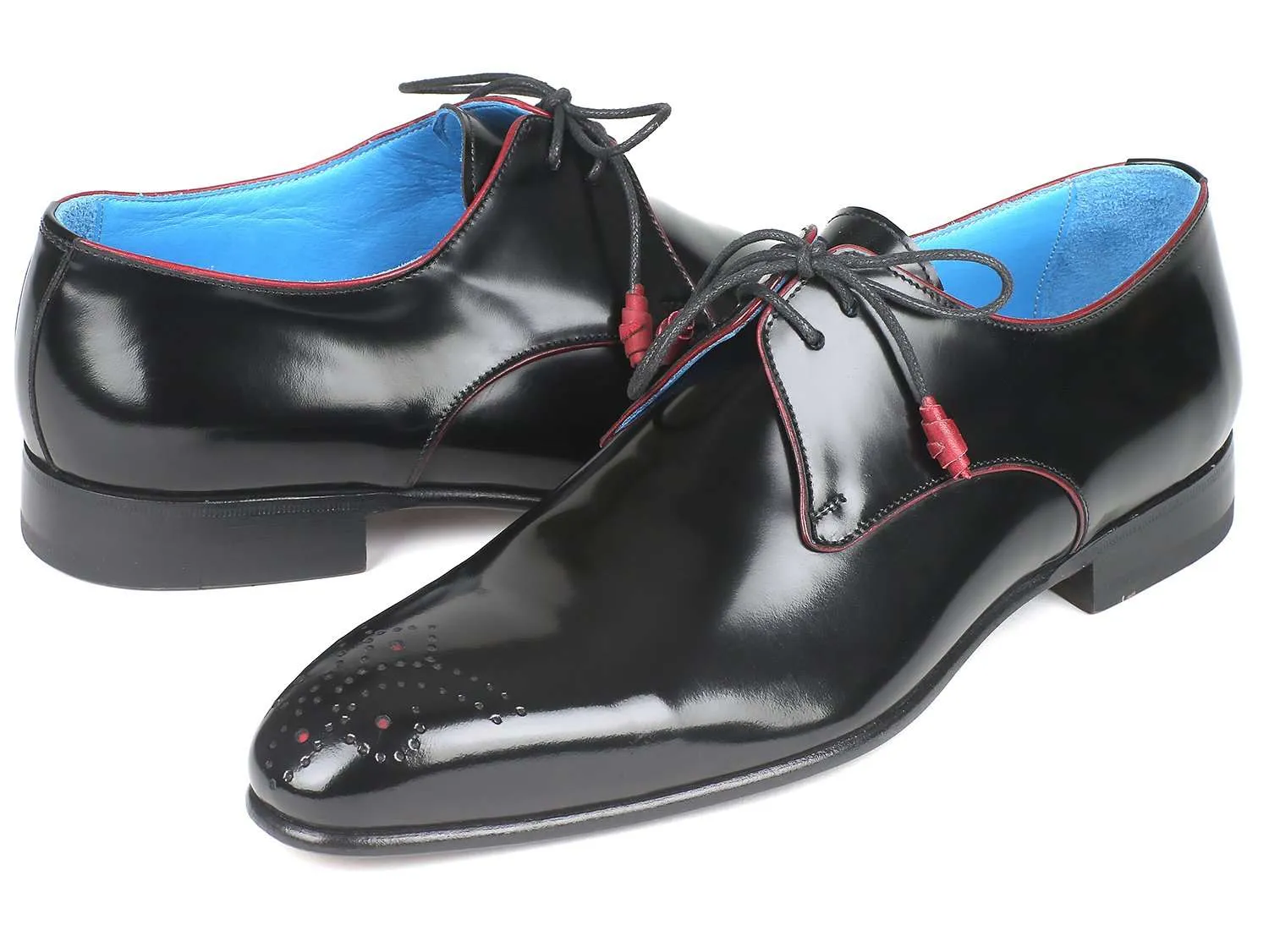 Paul Parkman Black Medallion Toe Derby Shoes