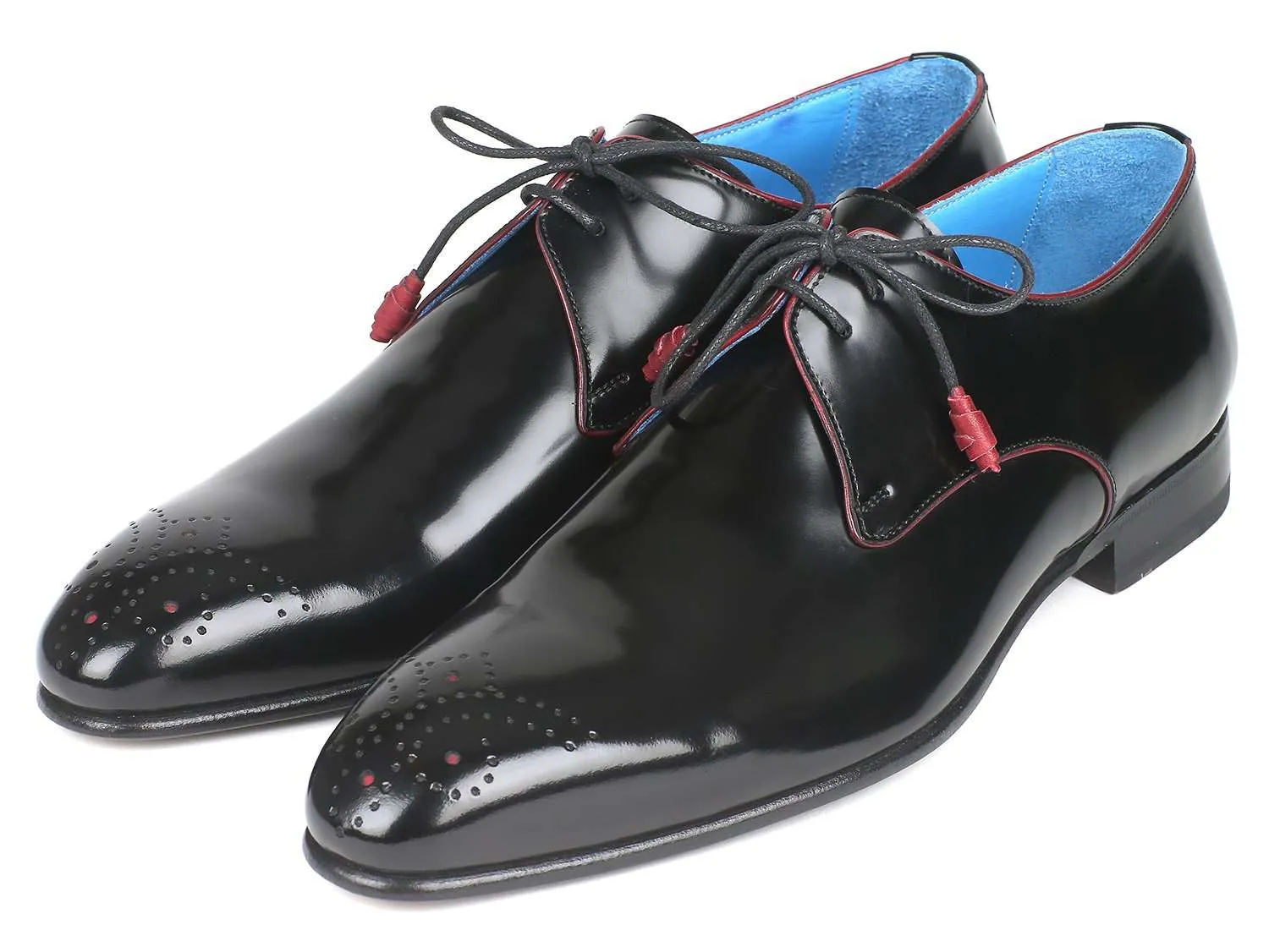 Paul Parkman Black Medallion Toe Derby Shoes