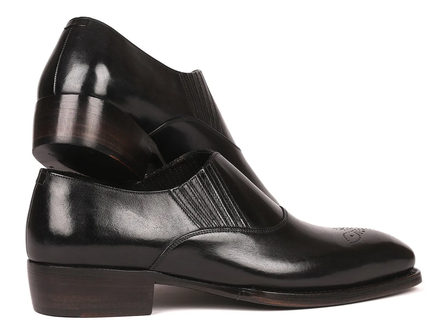 Paul Parkman Goodyear Welted Elasticated Loafers in Black