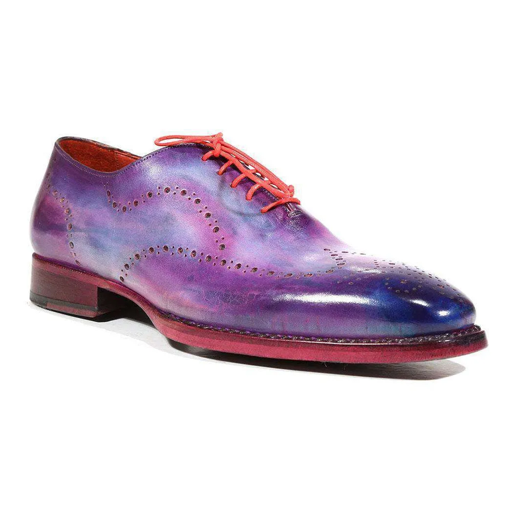 Paul Parkman Handmade Designer Shoes Men's Designer Shoes Wingtip Goodyear Welted Purple Oxfords (PM3000)