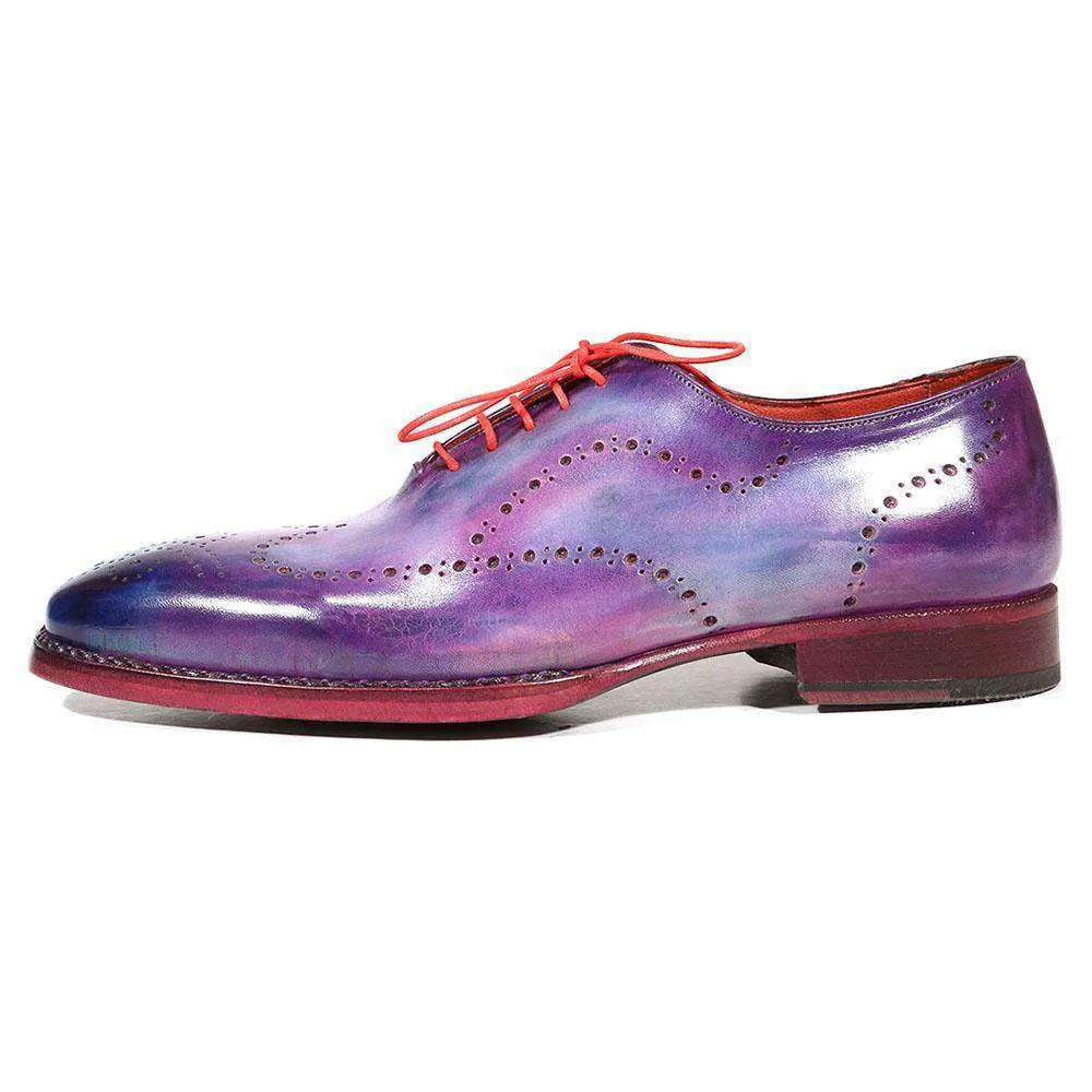 Paul Parkman Handmade Designer Shoes Men's Designer Shoes Wingtip Goodyear Welted Purple Oxfords (PM3000)