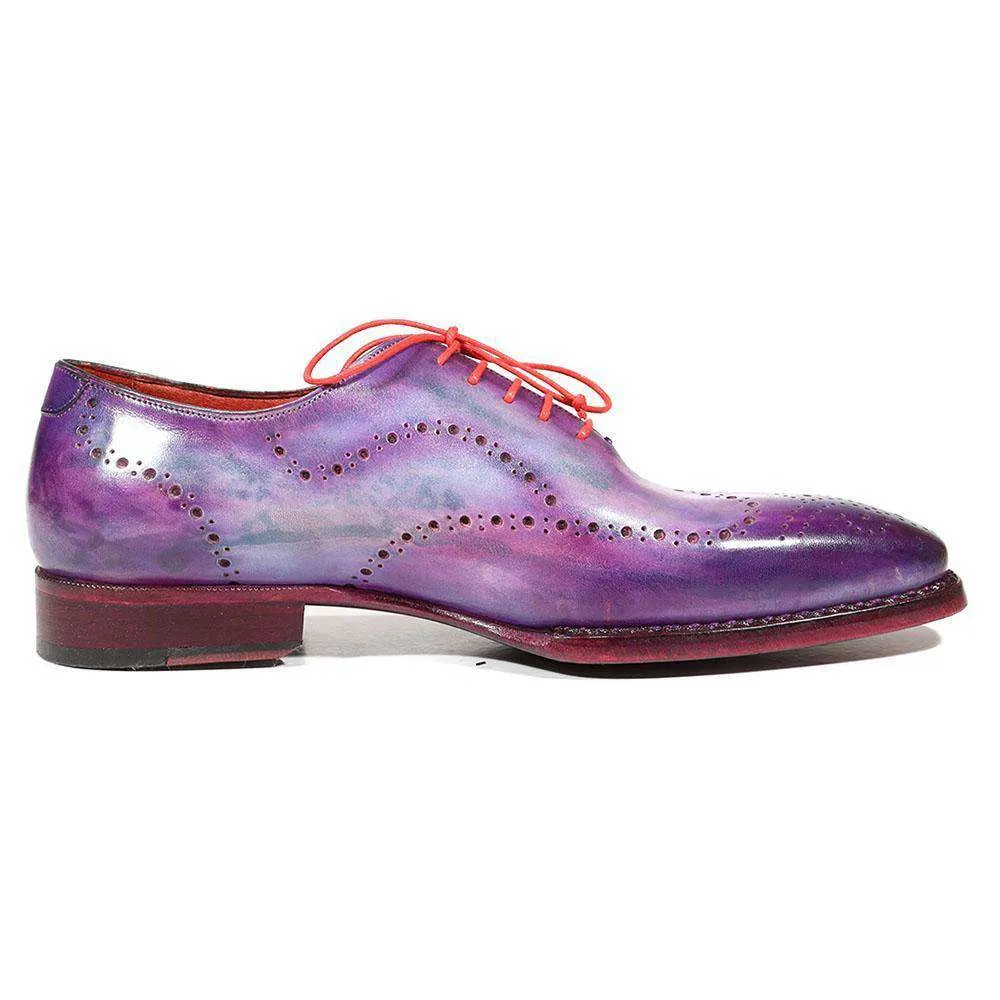 Paul Parkman Handmade Designer Shoes Men's Designer Shoes Wingtip Goodyear Welted Purple Oxfords (PM3000)