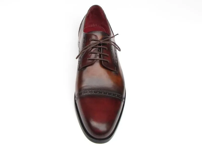 Paul Parkman Men's Bordeaux / Tobacco Derby Shoes Leather Upper and Leather Sole (ID#046-BRD-BRW)